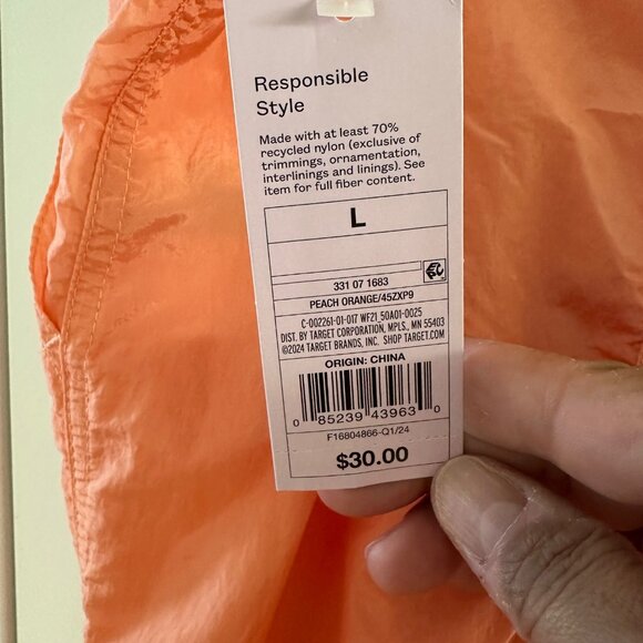 Wild Fable Peach Orange Recycled Nylon Drawstring Cargo Pants L - Picture 4 of 13